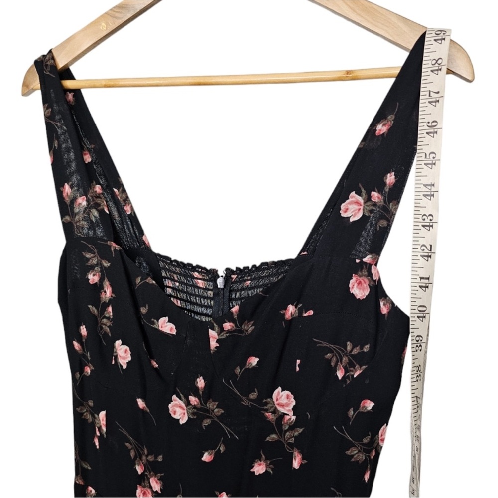 Reformation Fulton Dress Romy Floral Black Pink Midi Size 10 - Picture 8 of 14